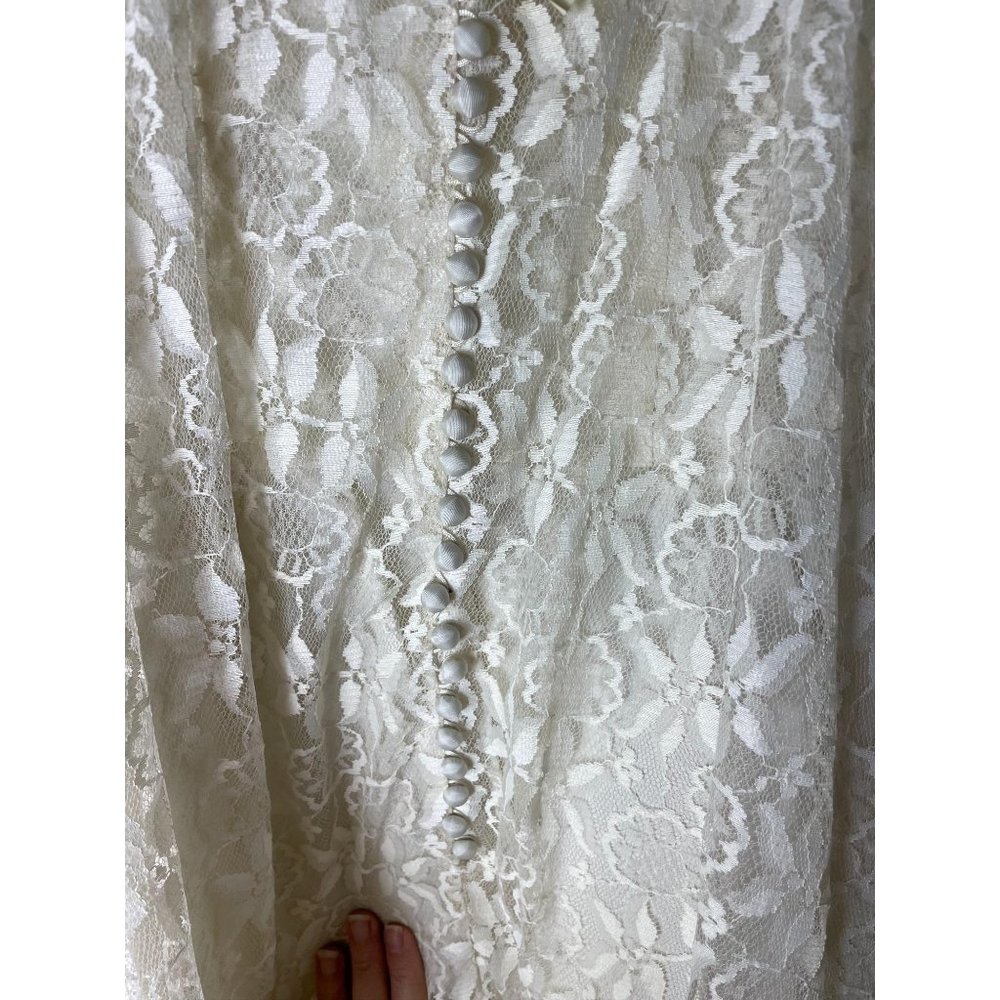 Vintage 1950s lace wedding dress ivory tea length - Picture 7 of 12